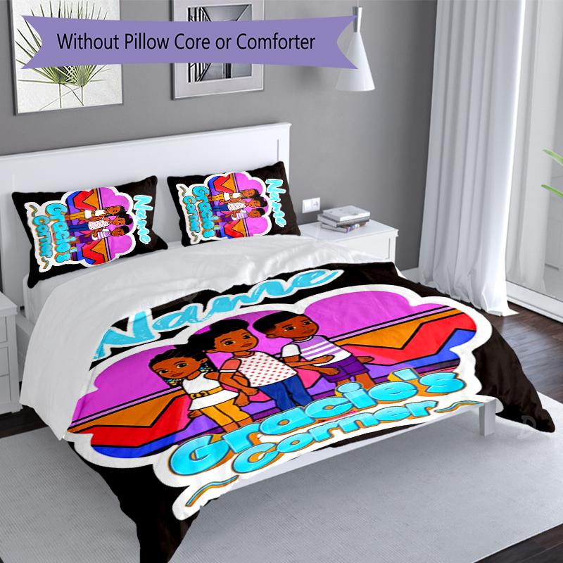 3pcs Custom Name Gracies Corner Set,Includes 1 Duvet Cover and 2 Pillowcases,All-season Bedroom Decor
