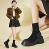 Martin Boots Women's High-heeled Women's Boots New Autumn Platform-soled Short Boots Thick-heeled Elastic Boots Sleeve Thin Boots Women