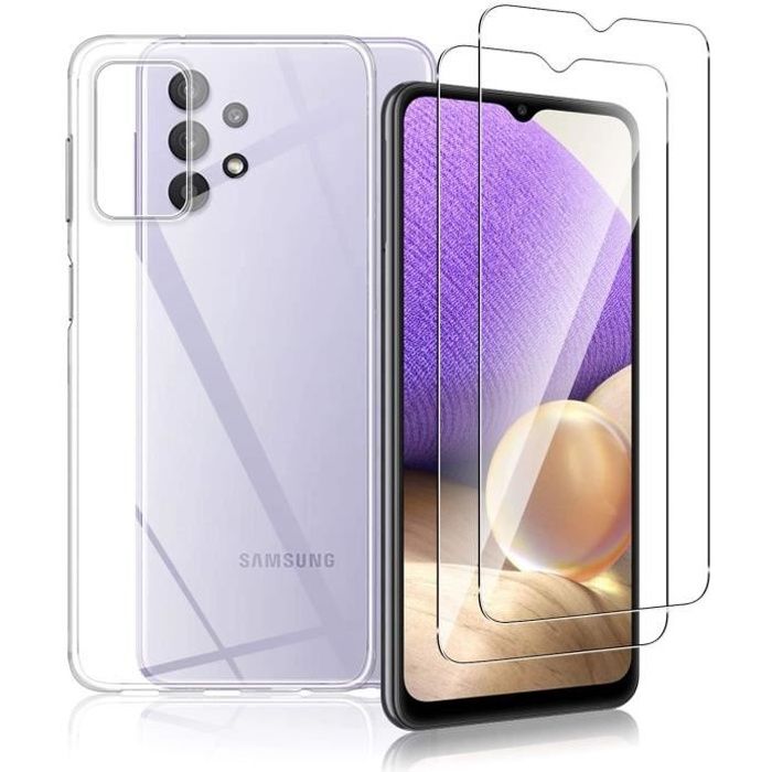 Soft Case - Samsung - Galaxy A32 4G - Tempered Glass - Shockproof - Black TPU Silicone