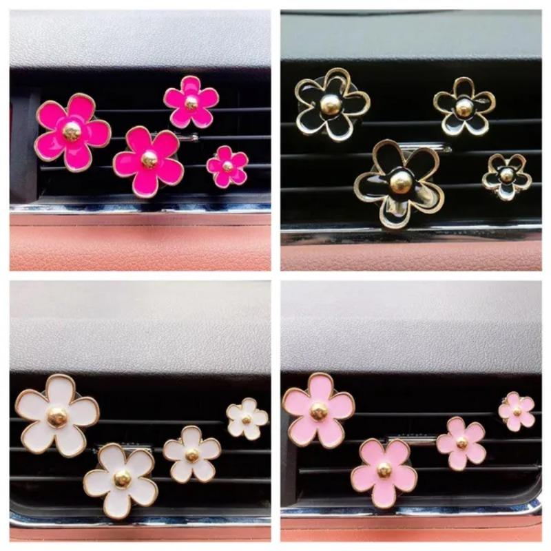 4 шт., зажим для вентиляционного отверстия с цветком ромашки, зажим для розетки кондиционера, зажим для автомобильного освежителя воздуха, очаровательные аксессуары для декора автомобиля