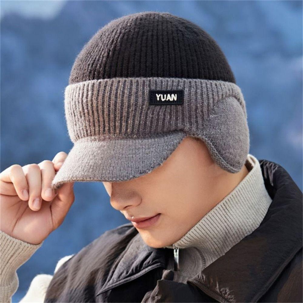 Keep Warm Dad Hat Dual Tone Ear Protection Casual Baseball Cap Men