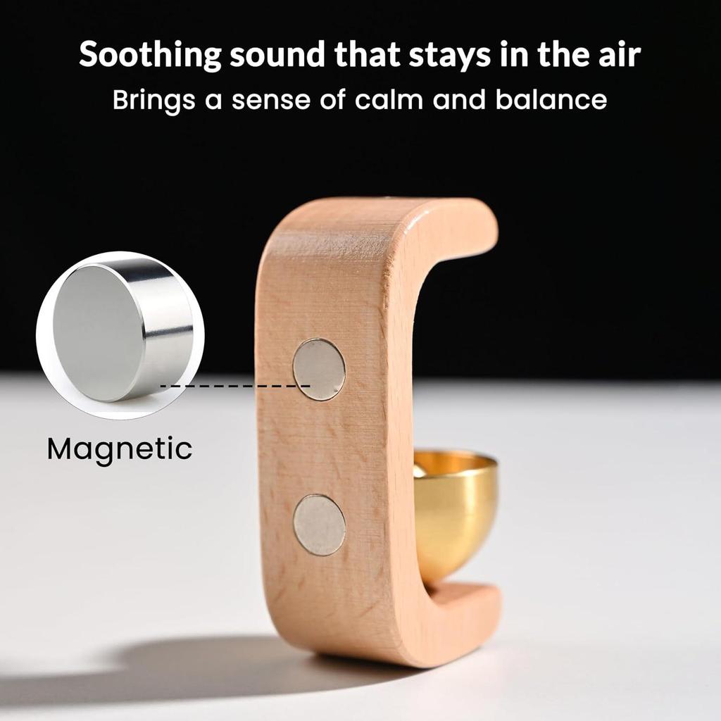 Wooden Magnetic Door Bell for Home Entrance | Beech Wood Wind Chime with Brass Sound | Decorative for Refrigerator, Glass, Entryway