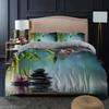 Zen Stone Green Bamboo Duvet Cover Set Nature Water Print Bedding Set Queen King Size Bedroom Decorative Comforter Cover 2/3 Pcs
