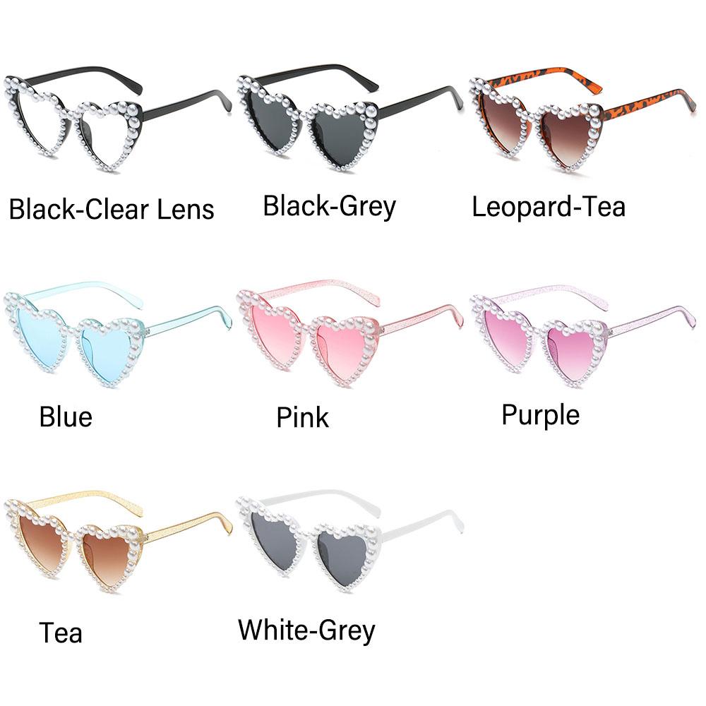Beach Bling UV400 Heart Sunglasses Shades Party Glasses Pearls Sun Glasses