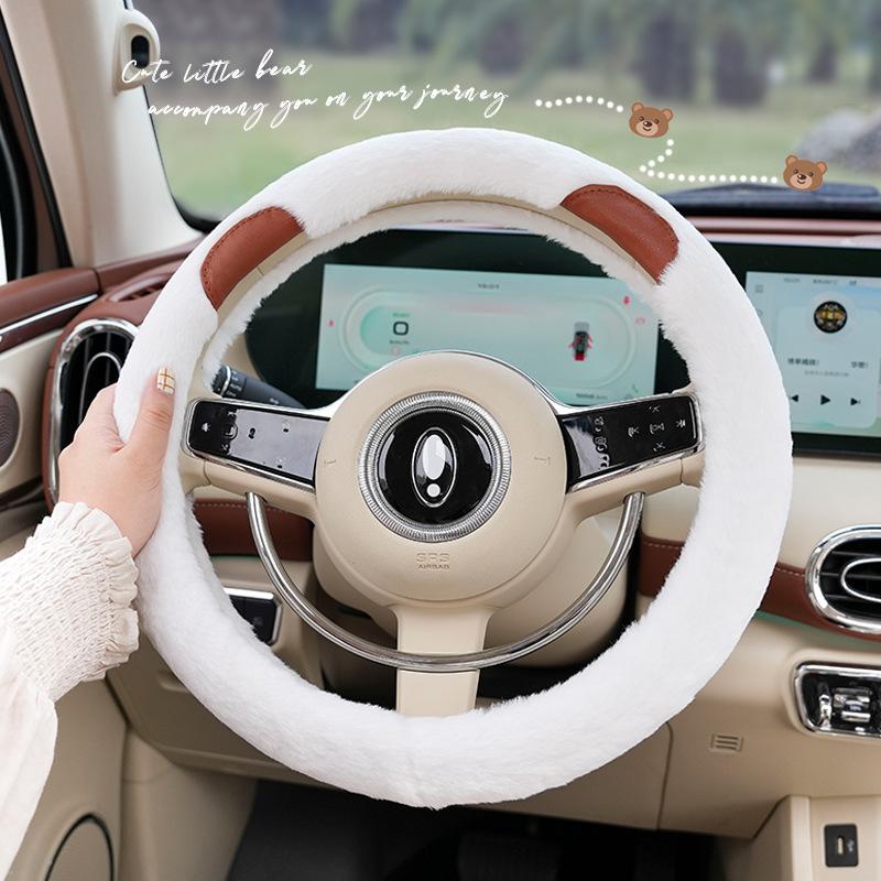 Car steering wheel cover cartoon bear car warm handle cover cute creative car steering wheel protective cover