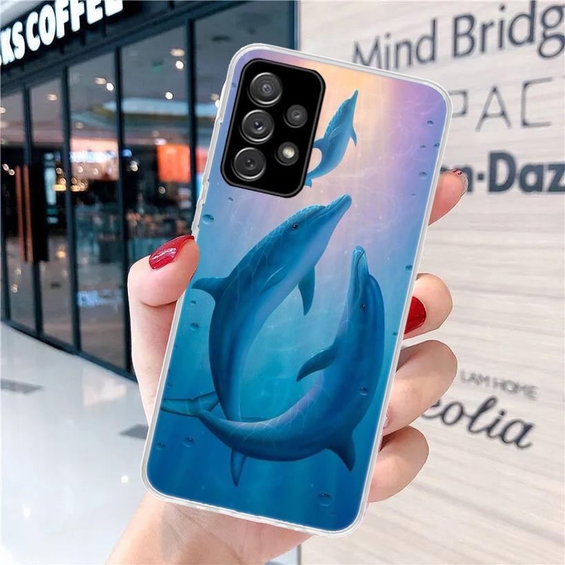 Морское животное милый дельфин Для Samsung Galaxy A15 A14 A13 A12 A55 A54 A53 A52 Чехол для телефона A32 A35 A34 A33 A25 A24 A23 A22 A04S A03S
