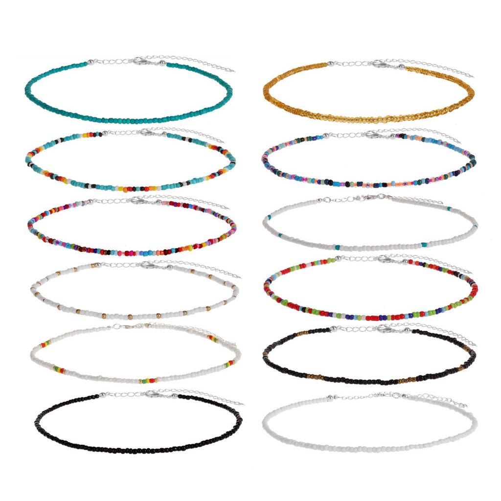 Ожерелье ручной работы из разноцветных рисовых бусин в стиле бохо - европейский и американский стиль, универсальный модный аксессуар