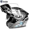 Крутой мотошлем Rider Bao с двойным визором, откидной, с Bluetooth, долгим временем работы от аккумулятора, сертифицированный 3C, полнолицевой, для электромобилей