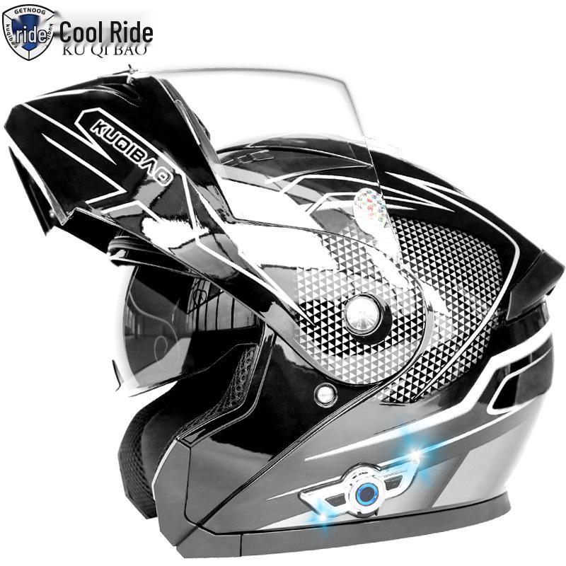 Крутой мотошлем Rider Bao с двойным визором, откидной, с Bluetooth, долгим временем работы от аккумулятора, сертифицированный 3C, полнолицевой, для электромобилей