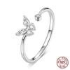 S925 Sterling Silver Ring Butterfly Girl Dream Temperament Zircon Insect Open Ring Bracelet