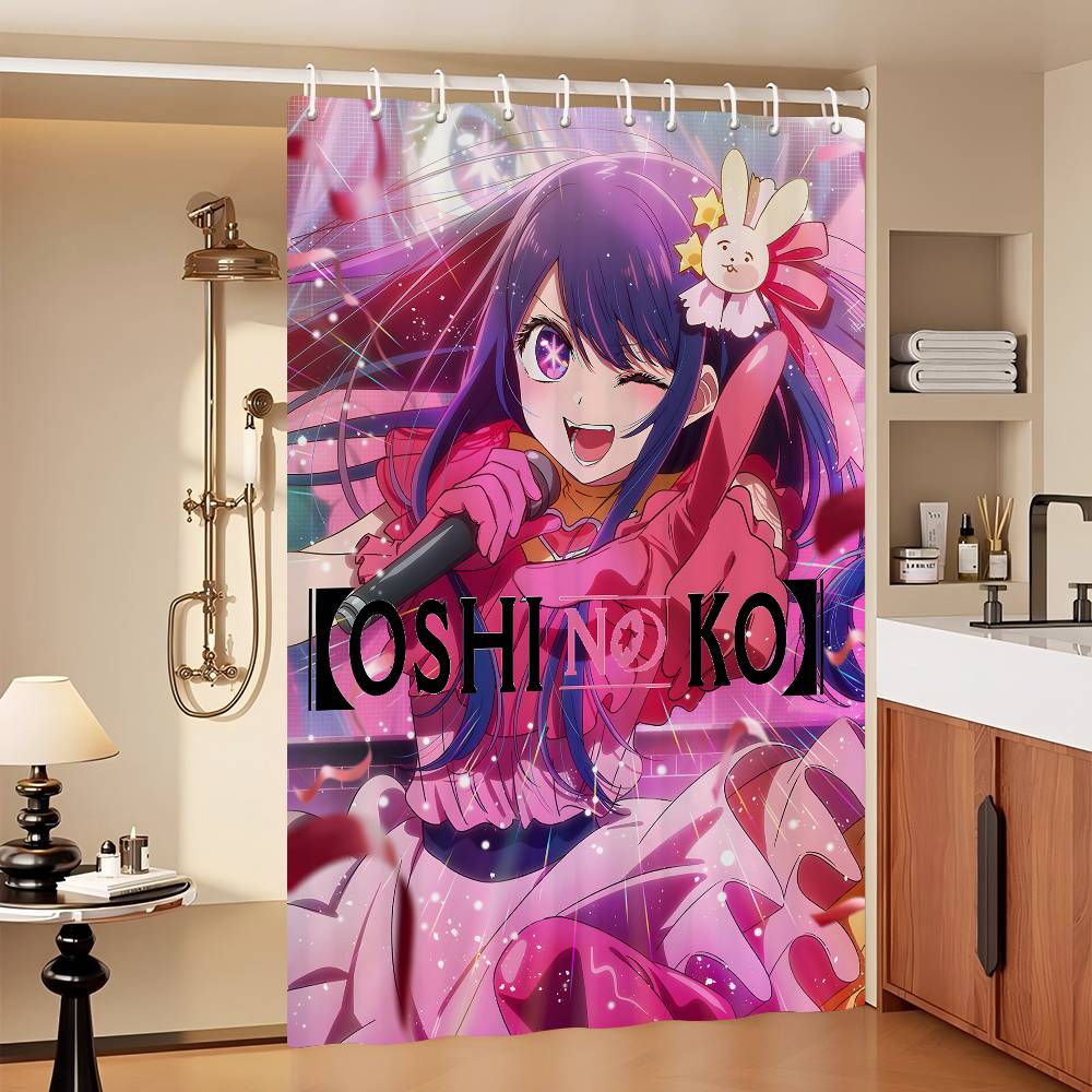 Oshi No Ko Anime Ai Hoshino Simple Bathroom Shower Curtain Shielding Partition Shower Curtain Quick Dry Can Be Scrubable Light