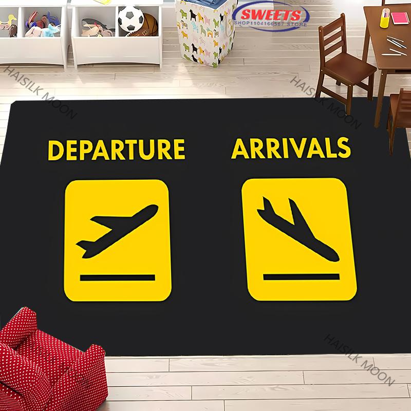 Авиационная тематика Взлетно-посадочная полоса Аэропорт Знаки Принтованный ковер Гостиная Спальня Диван Большой площади Декоративный коврик Детская игровая Мягкий коврик Подарок