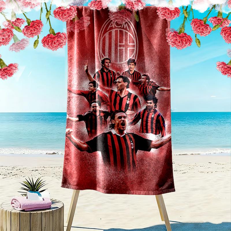 AC Milan Print Beach Towel, Large Soft Quick Dry Towel for Beach Camping Swimming