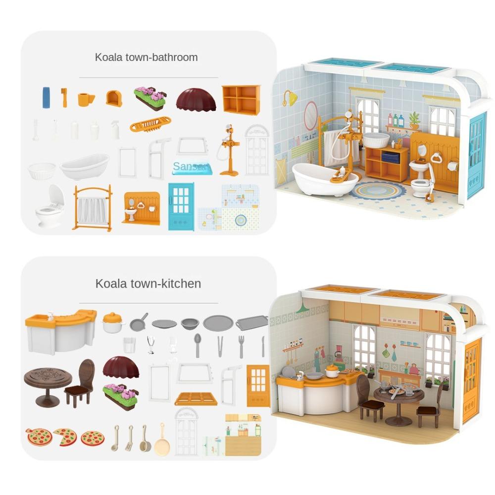 Scene Dollhouse Furniture Miniature Toy Kitchen Koala Kitchen DIY Scene Dollhouse