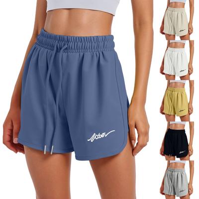 Женские спортивные шорты, повседневные свободные однотонные шорты с эластичной резинкой на талии
