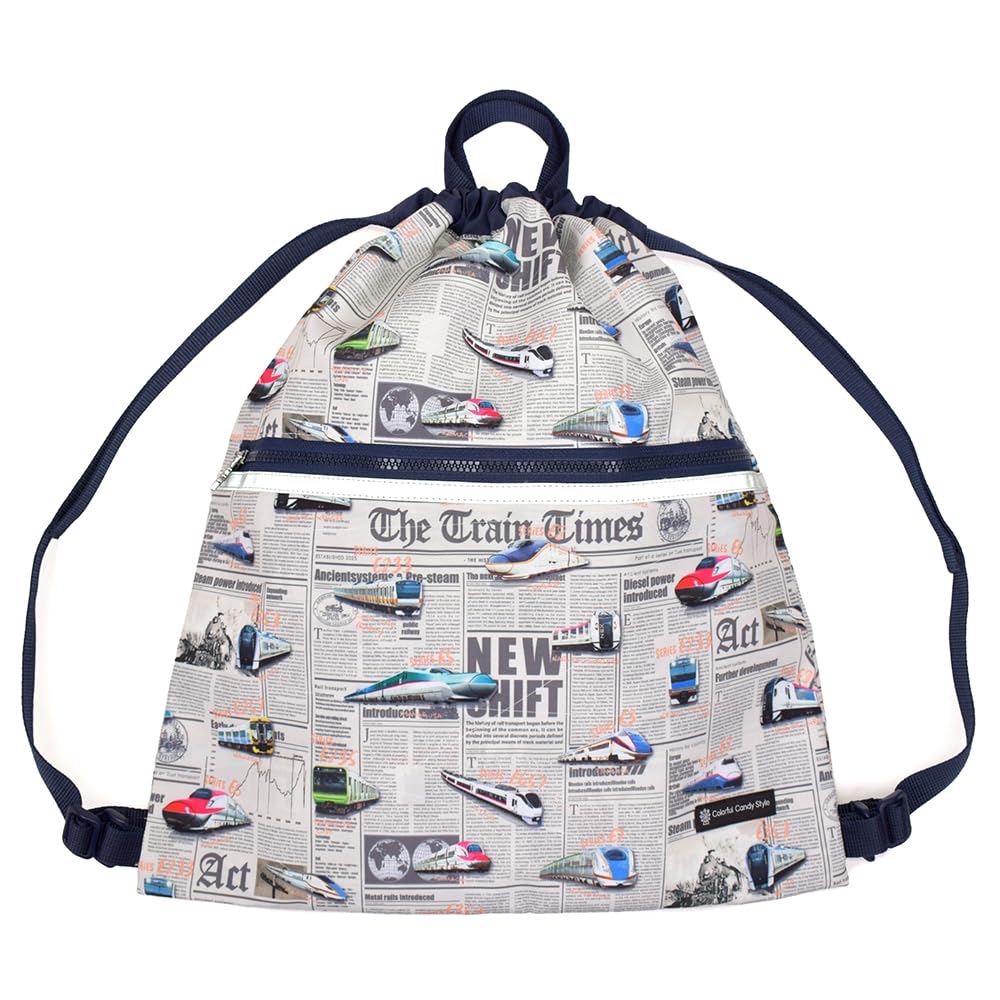 COLORFUL CANDY STYLE Backpack that can be worn over a school Includes name Large drawstring bag with zipper no ironing Shinkansen and Railway World