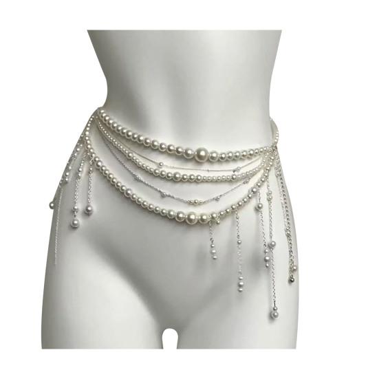 Женская цепочка на талию с кисточкой в виде бабочки и цветка, подвеска из искусственного жемчуга, поясная цепочка