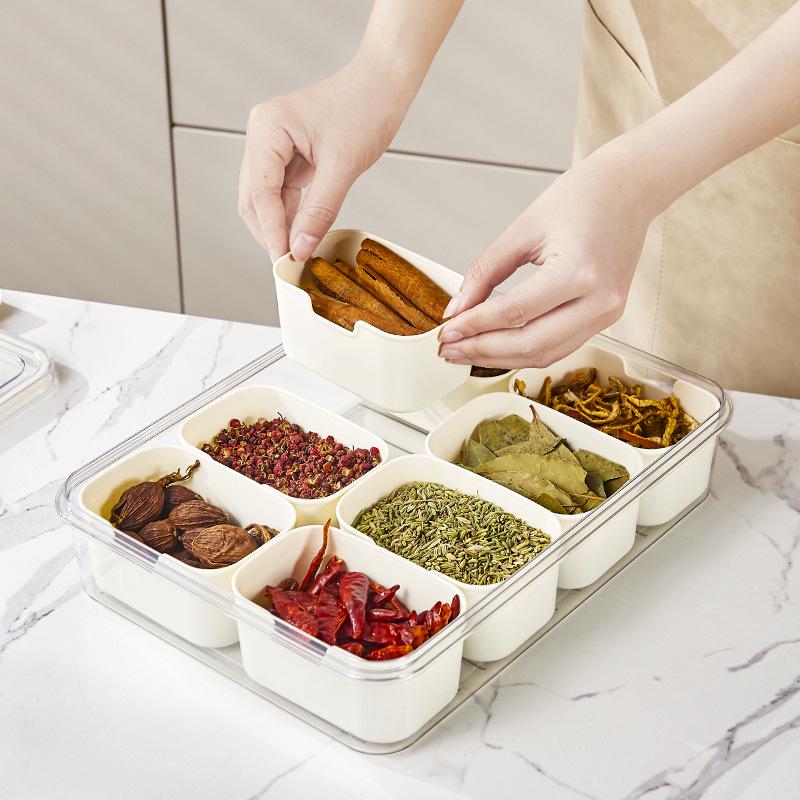 Moisture-Proof Seasoning and Ingredient Storage Box with Compartments