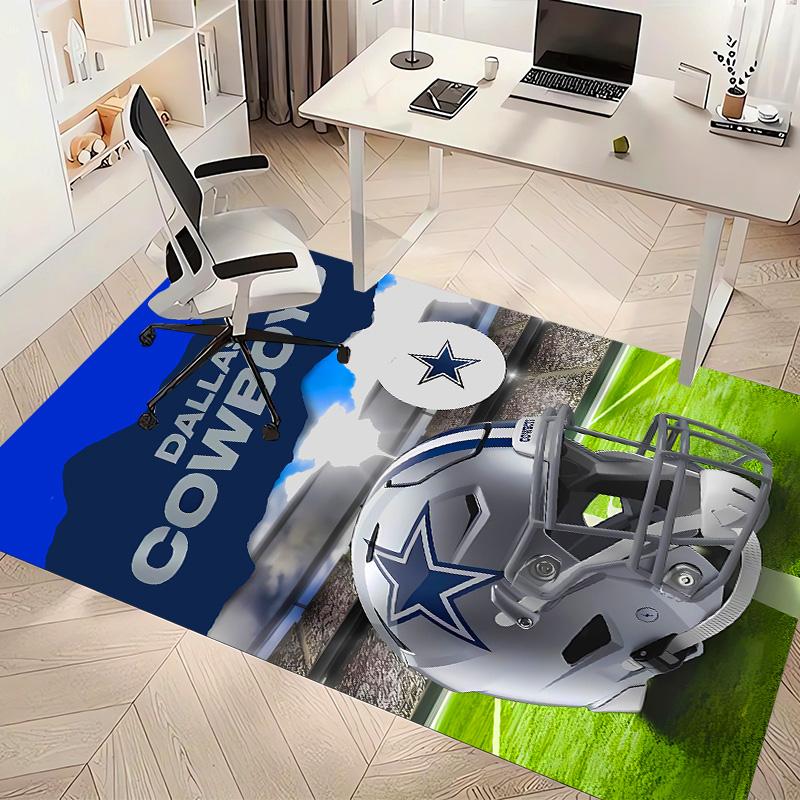 Dallas Cowboys Print Area Rug - Soft, Washable Non-Slip Indoor Mat for Office Chairs, Living Room, Home Office Decorative Rug