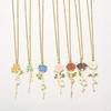 New Stainless Steel Birth Month Flower Pendant Necklace for Women Elegant Trendy Rose Daisy Flowers Choker Jewelry Birthday Gift
