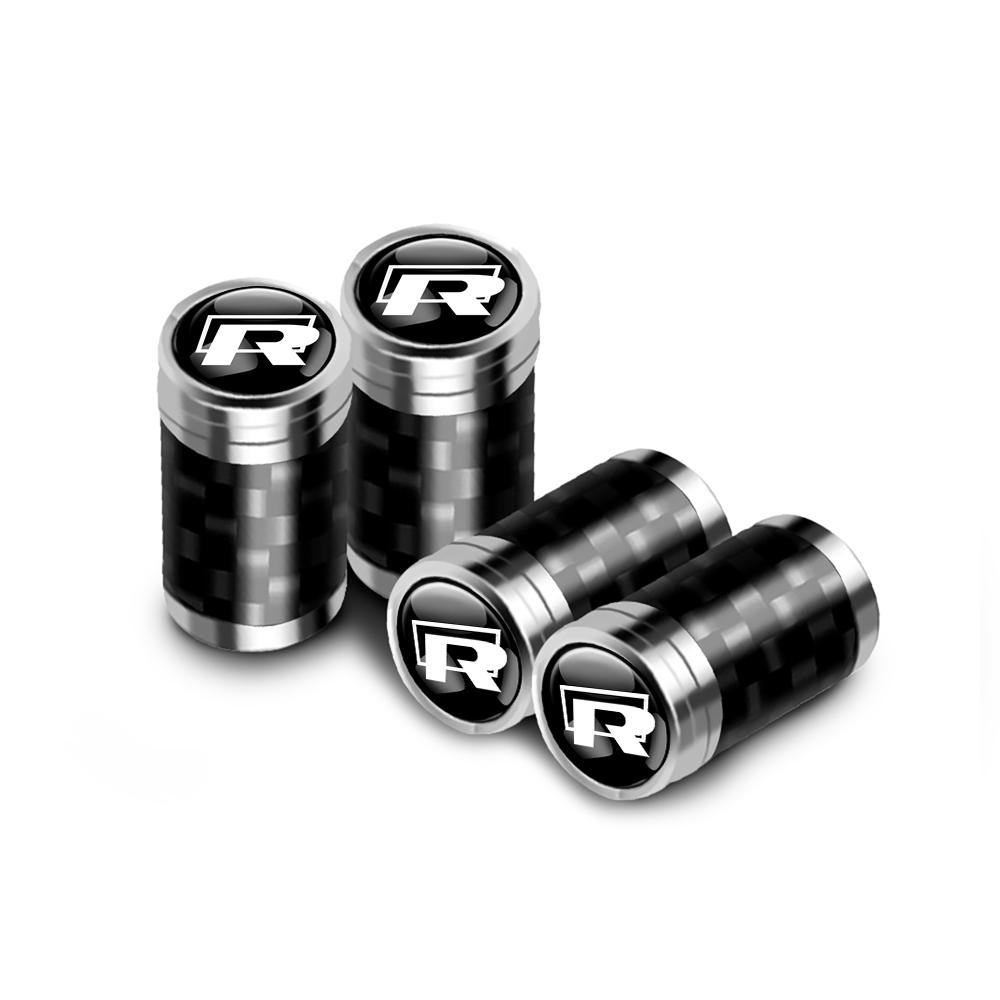 VW 4Pc Metal Car Wheel Tire Carbon Fiber Car Wheel Tires Valve Caps For Volkswagen VW Polo Passat Rline Golf Tiguan Jetta GTI Taigo EP1