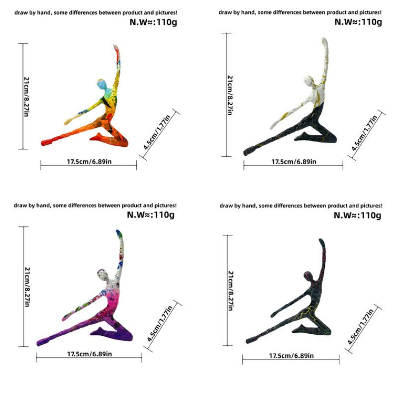 Abstract Yoga Figure Statues Colorful Graffiti Art Figurine Modern Style Home Living Room Desktop Wine Cabinets Resin Ornaments