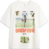 Li Ning Badfive Print Letter Round Neck Comfortable Breathable Versatile Loose Short Sleeve T-Shirt Men Tops Off-White AHSU153-1