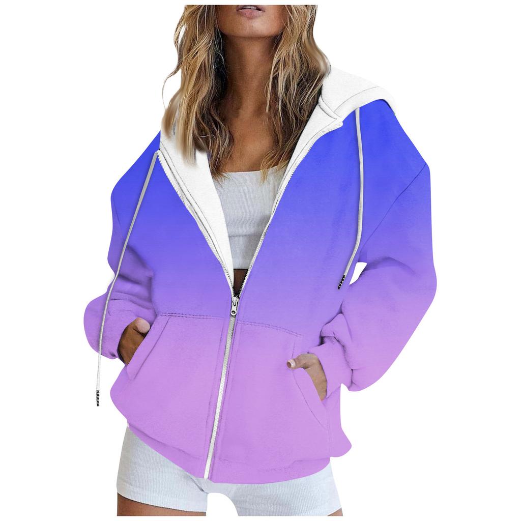 Женская модная повседневная толстовка с принтом, осенне-зимняя куртка-кардиган с длинными рукавами и карманами, куртка с капюшоном на молнии, пальто