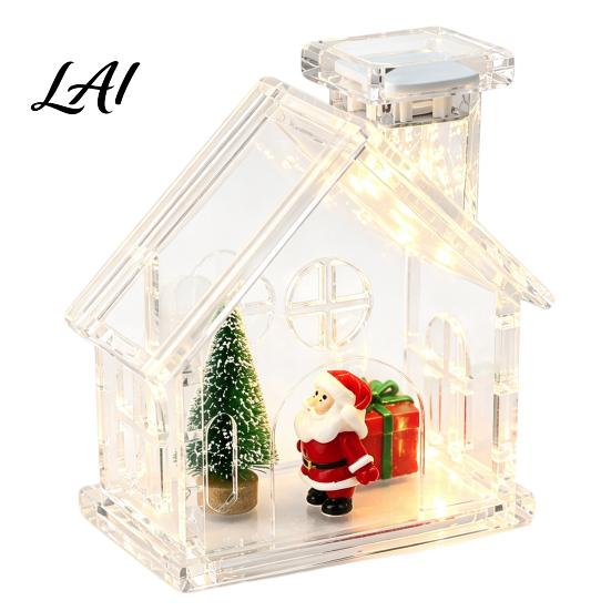 Customizable Gift for Kids Clear Acrylic House Ornament DIY Fillable Christmas with Light Crafting Supplies Rechargeable Lighted Table Centerpiece