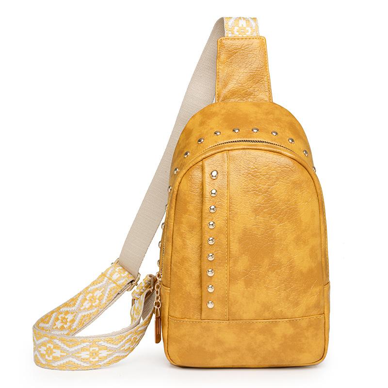 Rivet Shoulder Soft Leather Chest Bag