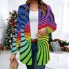 Women's Nautical Striped Floral 3D Print Long Sleeve Open Front Cardigan, Casual Loose Fit Lightweight Street Style Outerwear