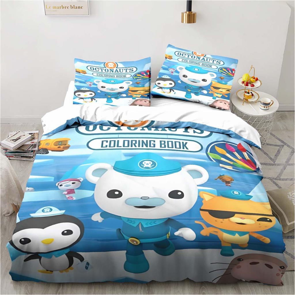 Комплект постельного белья с героями мультфильма «Октонавты» для спальни, комплект из трех предметов, односпальная кровать, двуспальная кровать размера «king size», пододеяльник и наволочка, детский подарок