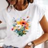 (Азиатский размер) Прекрасный цветочный тренд Графические футболки Футболка Женская верхняя одежда Повседневная Цветочная мода с коротким рукавом Принт Женская футболка