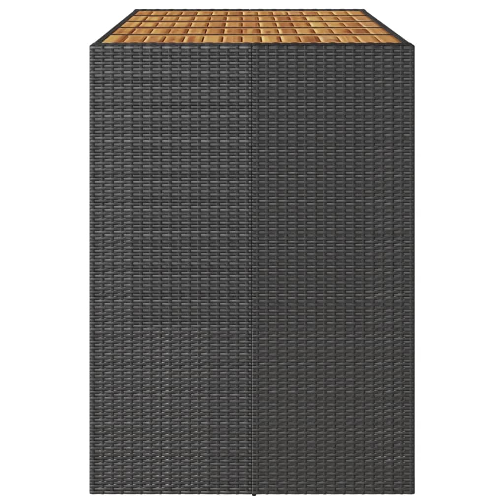 Garden Bar Table with Wooden Top Black 185 x 80 x 110 cm Poly Rattan