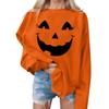 Women's Casual Fashion Halloween Print Long Sleeve O-Neck Sweatshirts Pullover Top