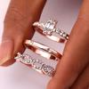 3 Pcs / Set Charm Fashion Ring Ladies Rhinestone Couple Ring Woman Engagement Wedding Jewelry