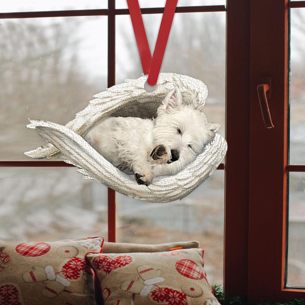 Талатака Белый Вест Хайленд Терьер Спящий Ангел Крылья Вести Мемориал 2D Плоский Автомобиль Зеркало Заднего Вида Аксессуар Рождественская Елка