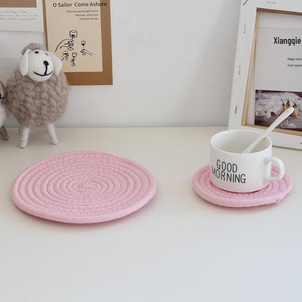 Хендмейд Подставки из термостойкого хлопкового шнура в скандинавском стиле – Толстые плетеные подкладки