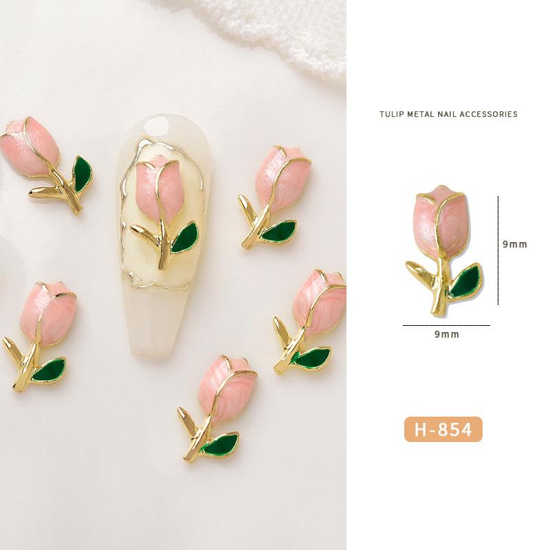 5 шт./упак. 3D тюльпан орнамент металлическая текстура украшения для ногтей украшения для ногтей