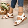Fashion Casual Peep Toe Platform Wedges Women Sandals Hollow Out Leather Cross  Hook & Loop Beach Shoes Size 36-43