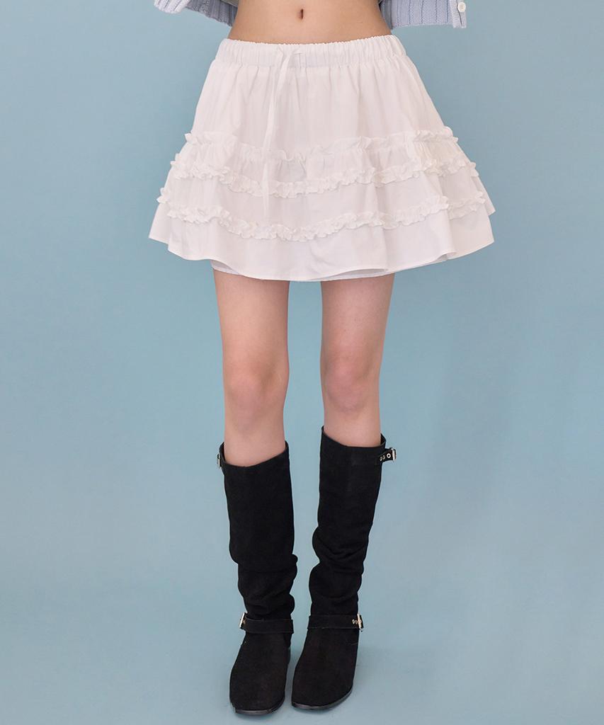 Eopaeleolakaibeu Frill Cancan Mini Skirt_Ivory