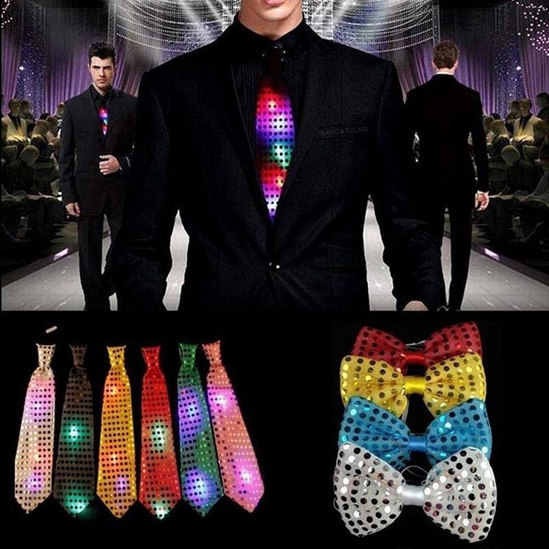 1X мигающий светящийся галстук-бабочка светодиодный мужской праздничный фонарь блестки галстук-бабочка свадьба случайный цвет