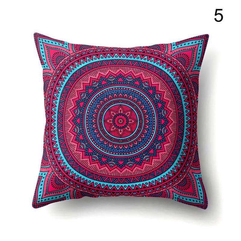 45x45cm Bohemian Cushion Cover Mandala Floral Pattern Peach Pillow Cover for Car Seat Sofa Library Pillow Cover