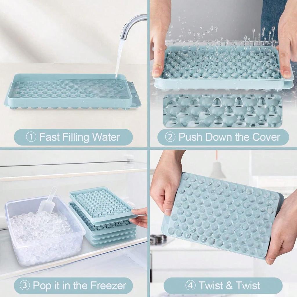 Leeseph Round Ice Cube Tray , Sphere Ice Cube Mold Making Ice Balls , Small Ice Ball Maker Mold for Whiskey, Cocktail, Drinks