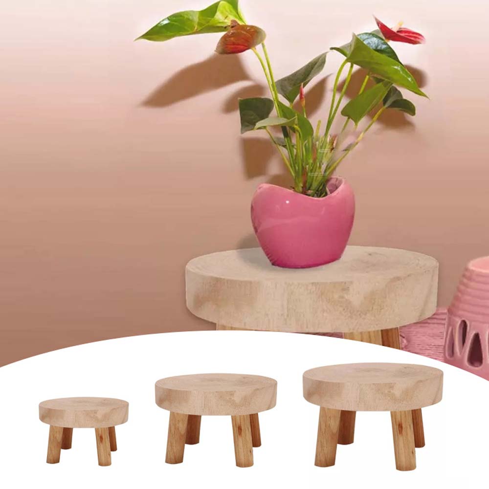 Indoor Outdoor Succulent Display Wooden Stool Flower Pot Base Plant Stand Shelf Flower Pot Holder