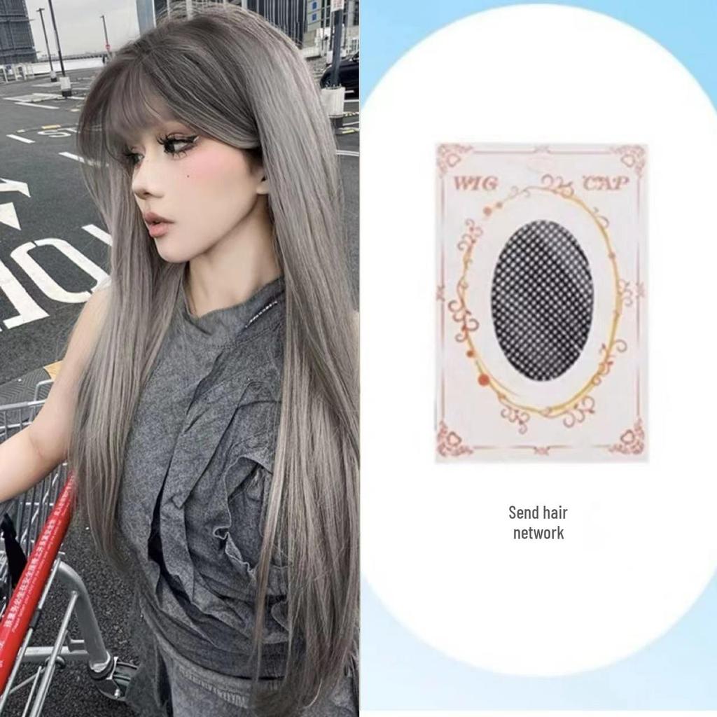 Азиатский длинный прямой парик на кружевной основе - Градиентное окрашивание, пробор посередине, полное покрытие головы, натуральный вид для женщин