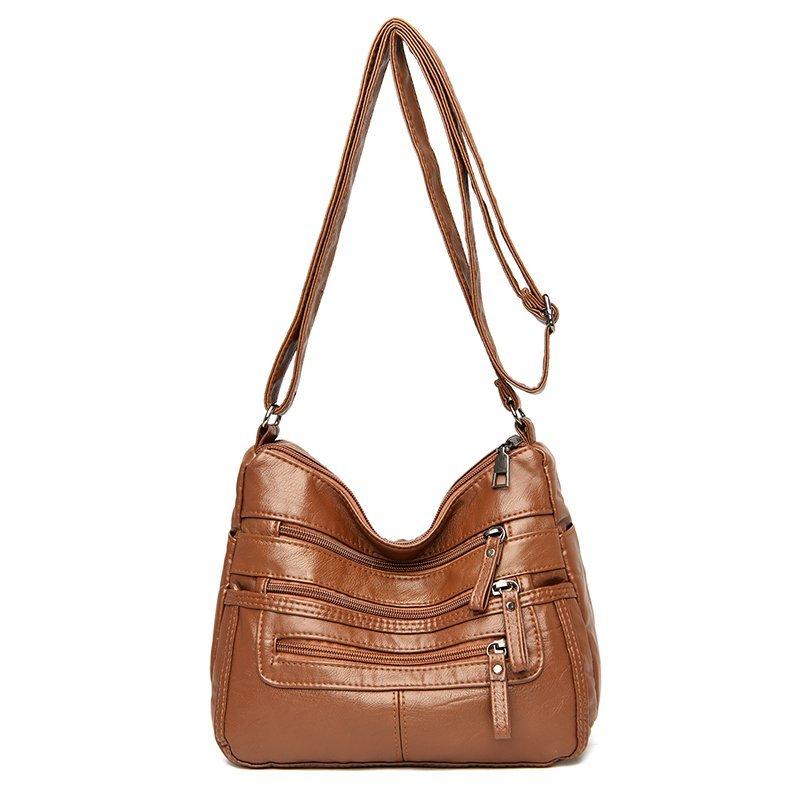 Women's Soft Leather Large Capacity Shoulder Bag Crossbody Bag for Middle-Aged Mother Bag