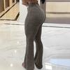 Женские штаны для йоги с высокой талией, расклешенные широкие леггинсы, однотонные спортивные штаны с эластичным поясом, повседневная одежда