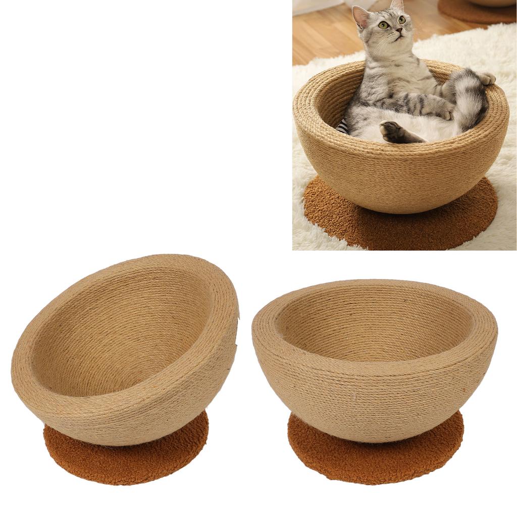 Cat Scratching Board Bowl Multifunction 2 In 1 Sisal Cat Scratcher Lounge Bed For Kitten