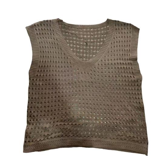 Женские топы с вырезами, V-образным вырезом, без рукавов, вязаные майки, однотонные